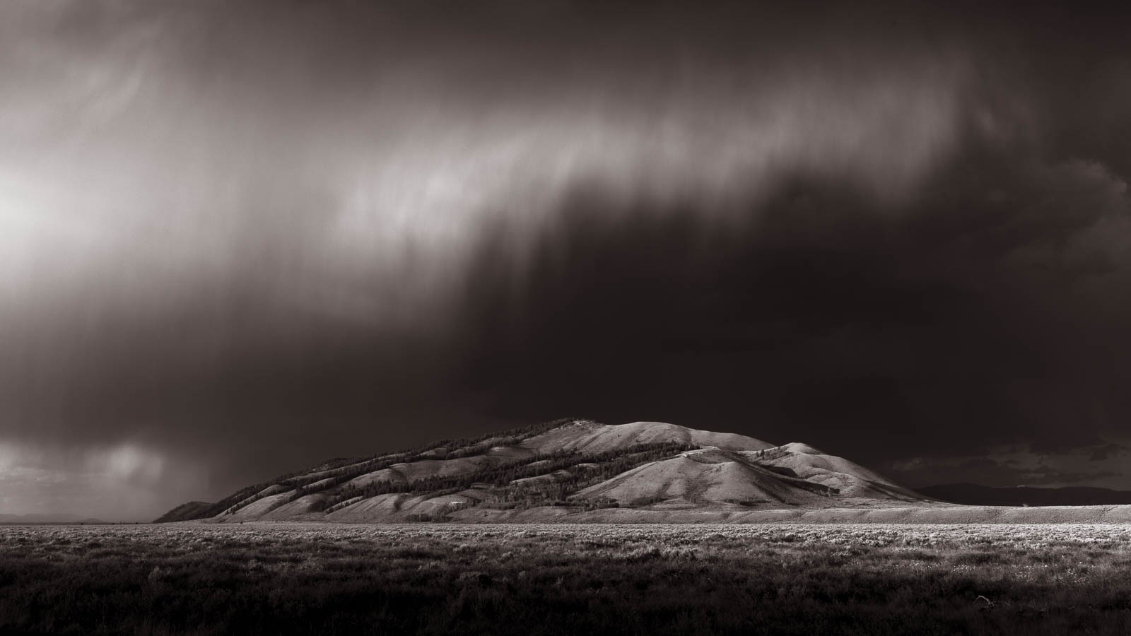 Wyoming, black and white, blacktail butte, clouds, grand teton national park, landscape orientation, monochrome, panorama, storm...