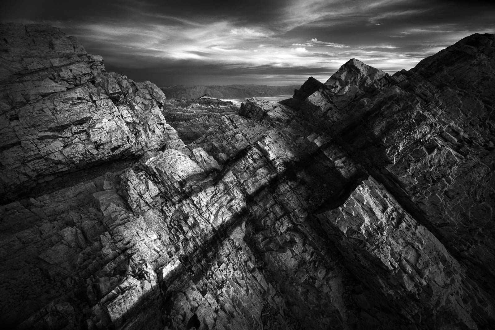 aguereberry point, black and white, california, death valley national park, monochrome, mojave desert