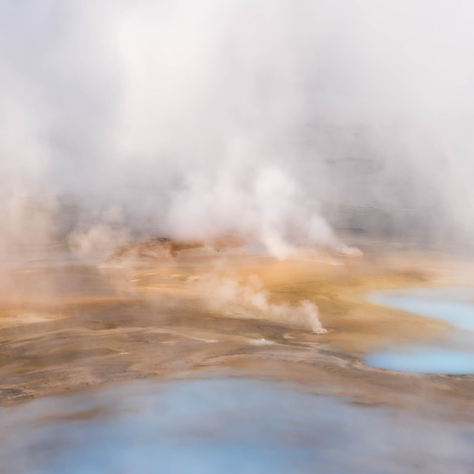Lightly Steamed Steaming thermal feature in Porcelain Basin at Yellowstone National Park