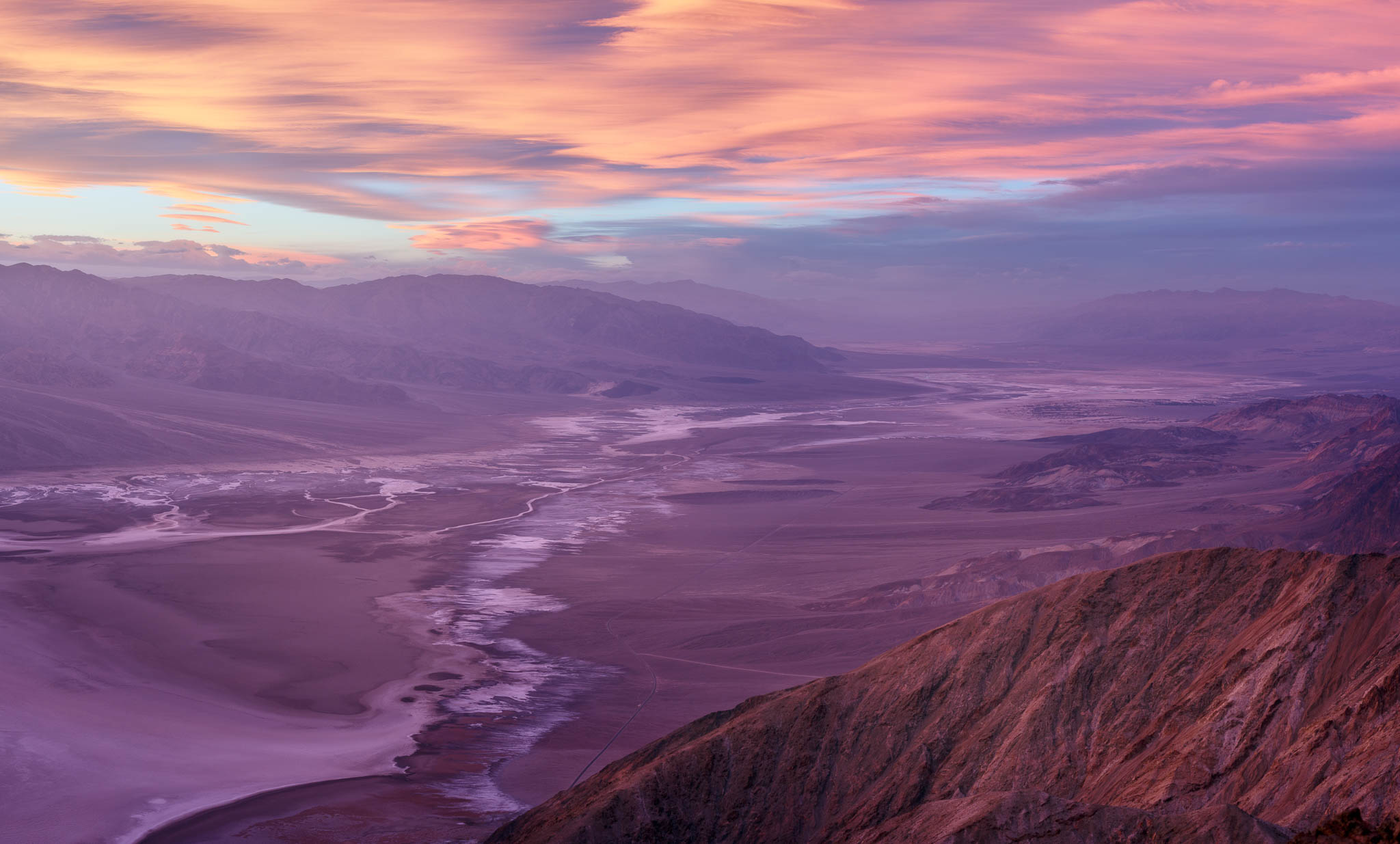 california, dantes view, death valley national park, desert, landscape orientation, mojave desert, pink, purple