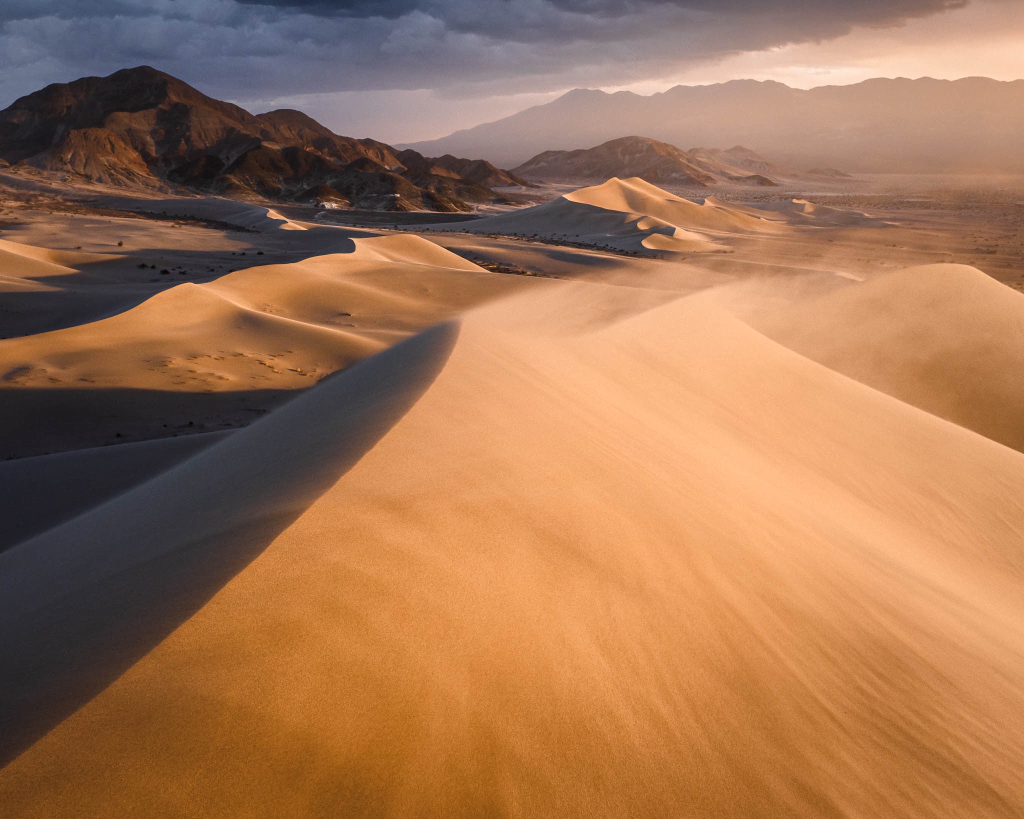 Ibex sand dunes during a wind storm in Death Valley National Park