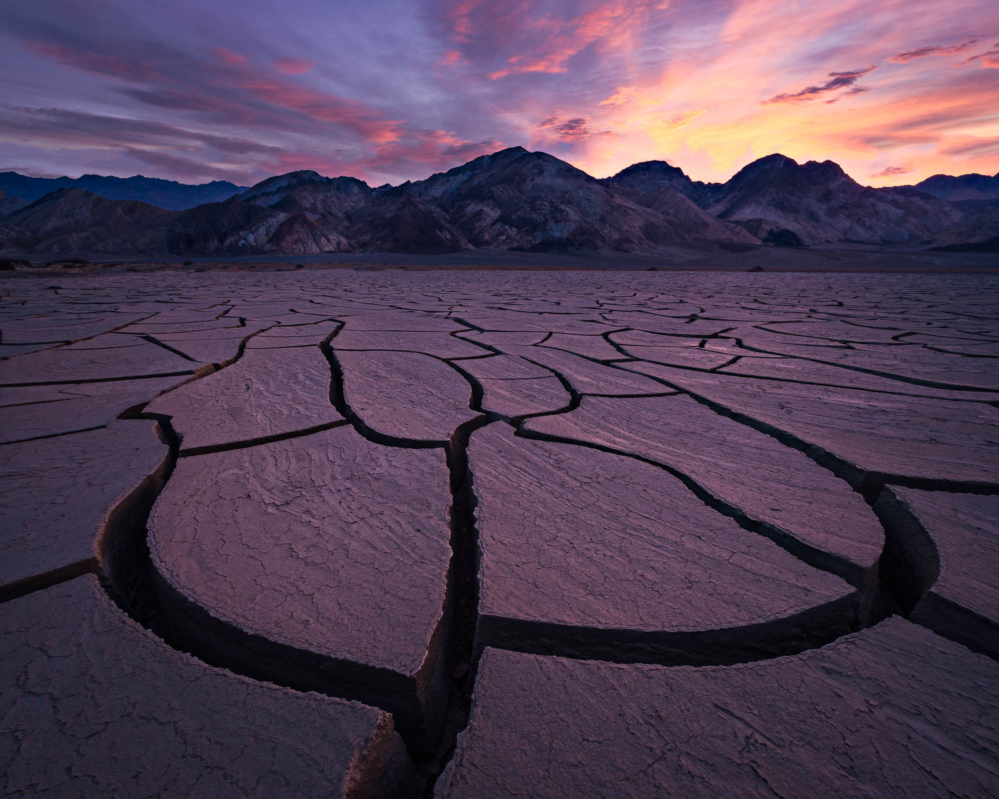 blue, brown, california, death valley national park, desert, landscape orientation, mojave desert, pink, purple, red