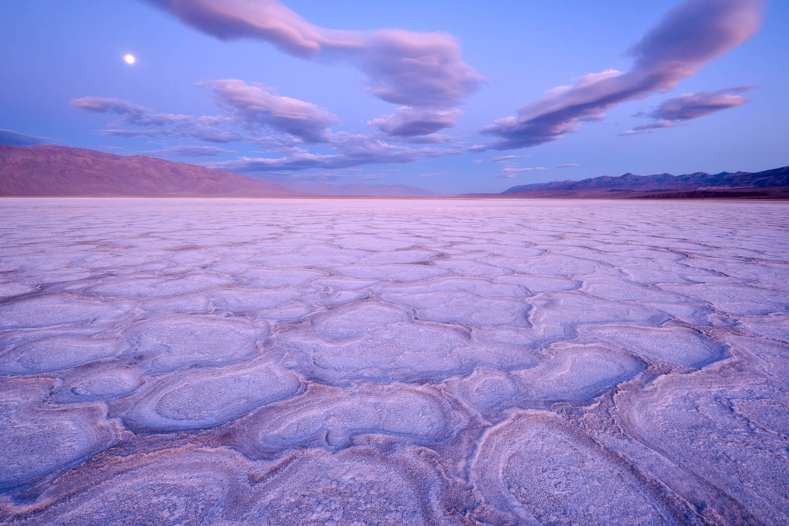 Time, Twilight, blue, california, clouds, death valley national park, landscape orientation, mojave desert, moon, peaceful, pink...