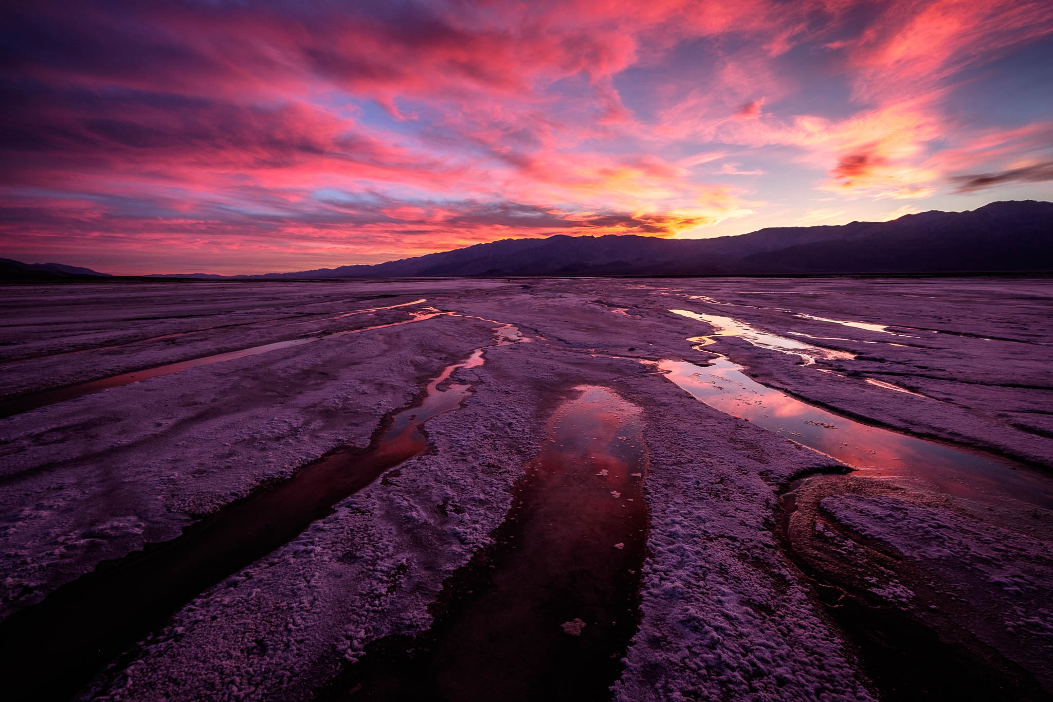 blue, california, cottonball basin, death valley national park, desert, landscape orientation, mojave desert, pink, red